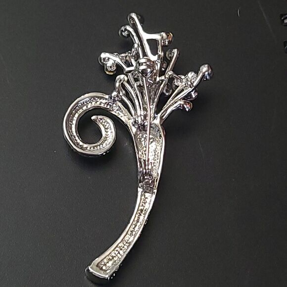 Vintage Brooch with Blue Rhinestones & Aurora Borealis Stones - Elegant Retro - Picture 3 of 4